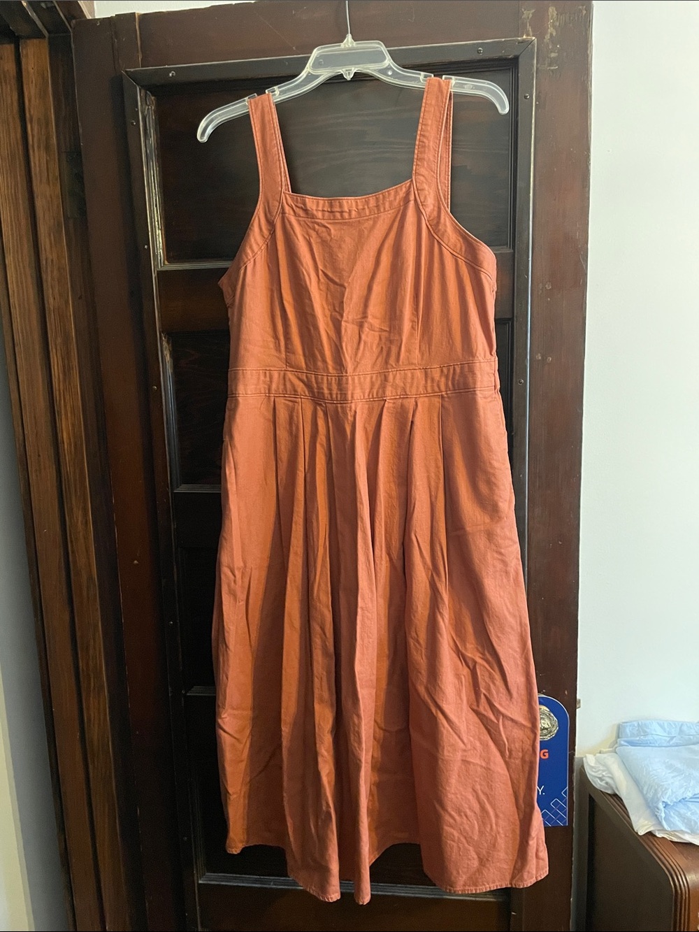 Universal Thread Rust-Orange Midi Dress with Square Neck